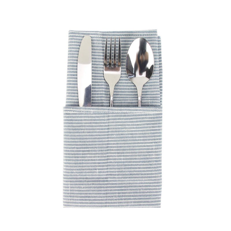 INFEI Narrow Striped Cotton Linen Blended Dinner Cloth Napkins - Set of 12 (40 x 40 cm) - for Events & Home Use (Blue) - Image 3